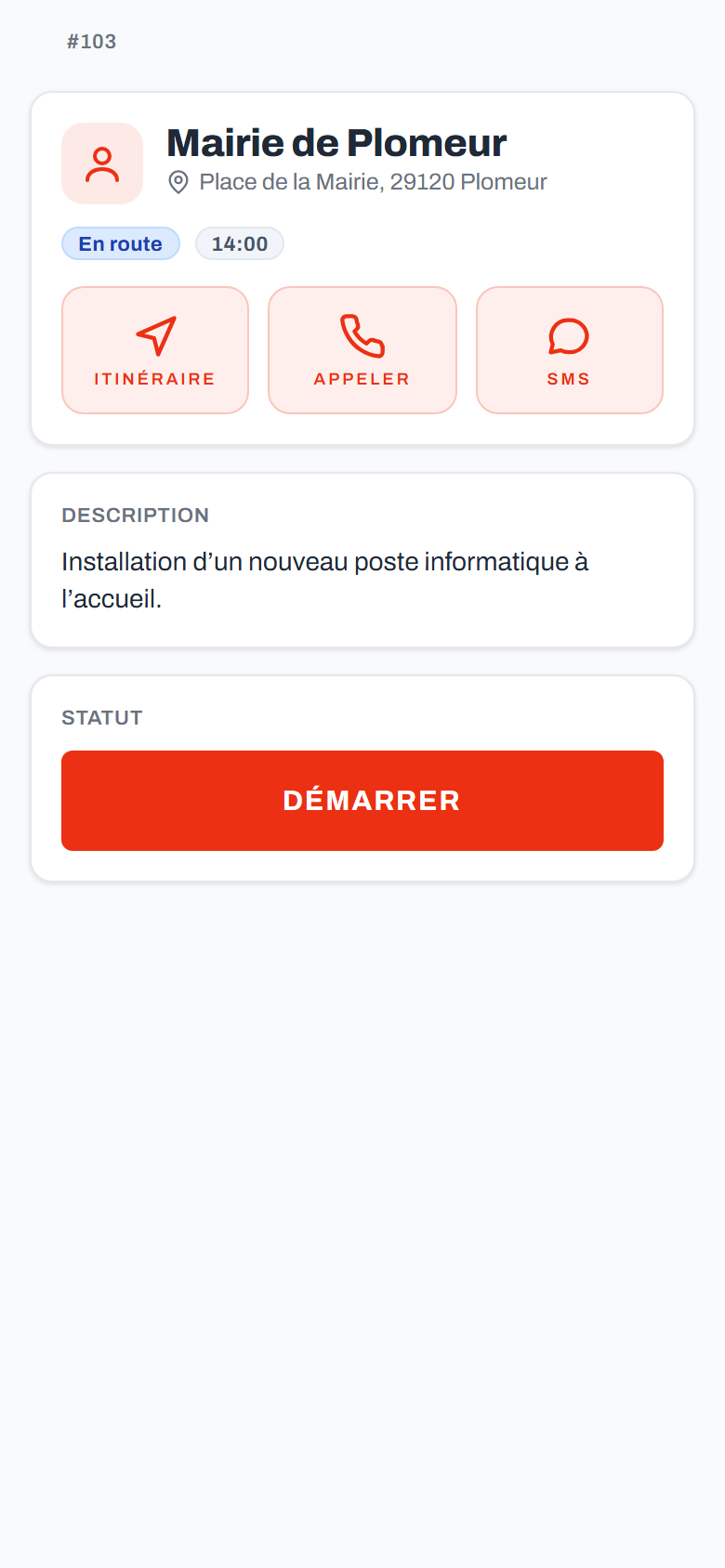 Suivi de statut d'intervention INTERGO